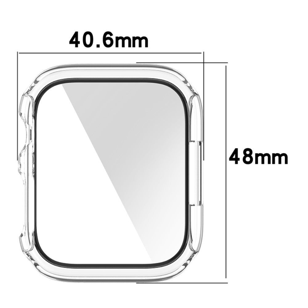 Vildt Godt Apple Watch Series 7 45mm Cover med Skærmbeskytter i Plastik og Hærdet Glas - Gennemsigtig#serie_030