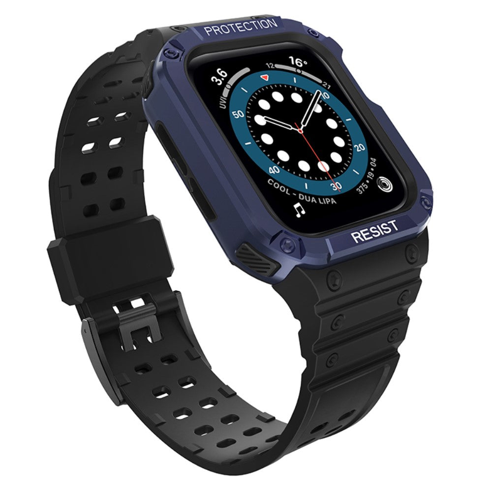 Udsøgt Apple Watch Series 7 45mm Plastik og Silikone Rem - Blå#serie_9