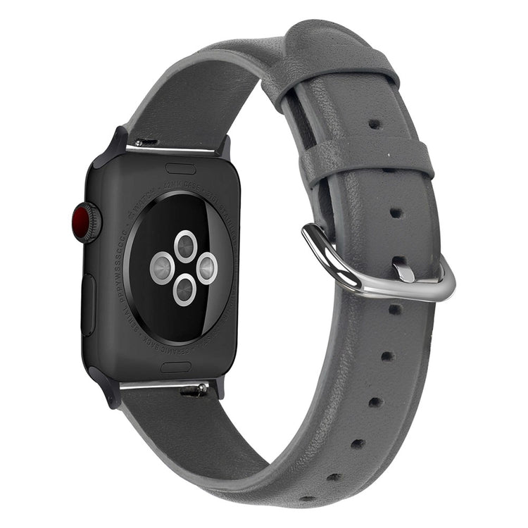 Helt vildt rart Apple Watch Series 7 45mm Ægte læder Rem - Sølv#serie_1