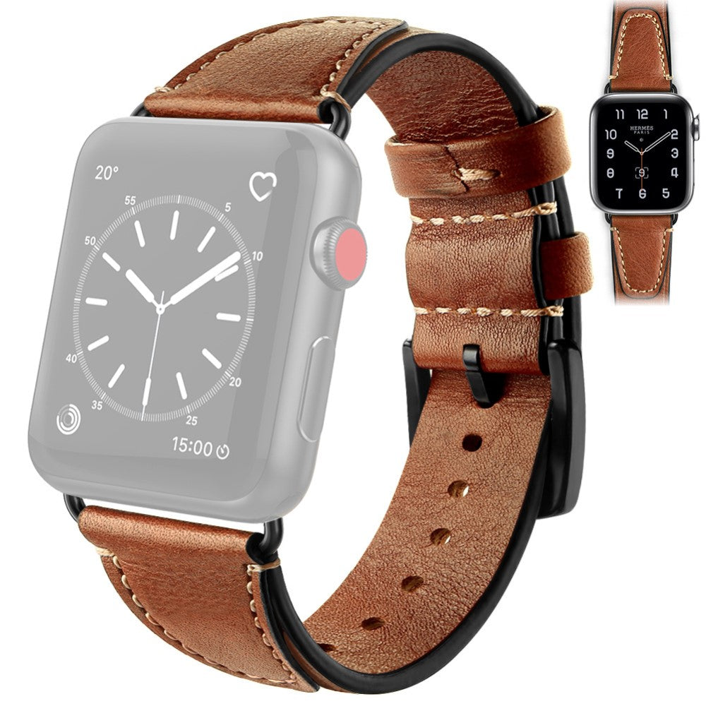 Vildt kønt Apple Watch Series 7 45mm Ægte læder Rem - Brun#serie_3