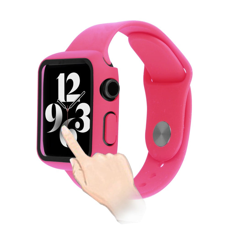 Apple Watch Series 7 45mm Plastik Cover med Rem og Hærdet Glas - Pink#serie_10