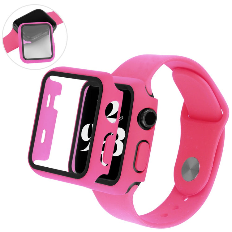 Apple Watch Series 7 45mm Plastik Cover med Rem og Hærdet Glas - Pink#serie_10