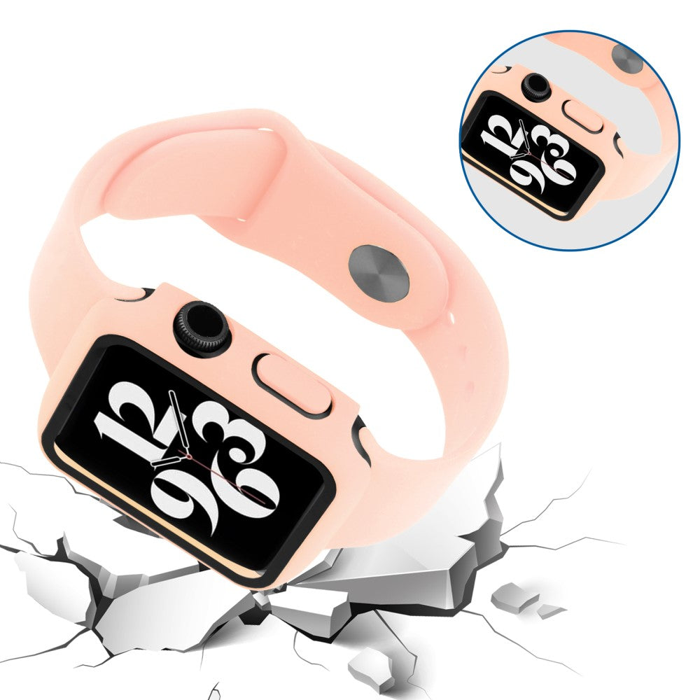 Apple Watch Series 7 45mm Plastik Cover med Rem og Hærdet Glas - Pink#serie_5