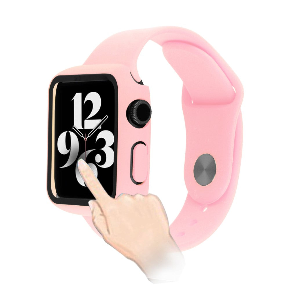 Apple Watch Series 7 45mm Plastik Cover med Rem og Hærdet Glas - Pink#serie_7