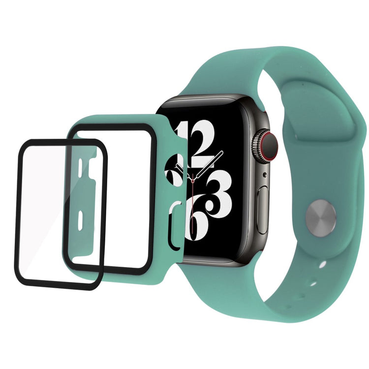 Apple Watch Series 7 45mm Plastik Cover med Rem og Hærdet Glas - Grøn#serie_9