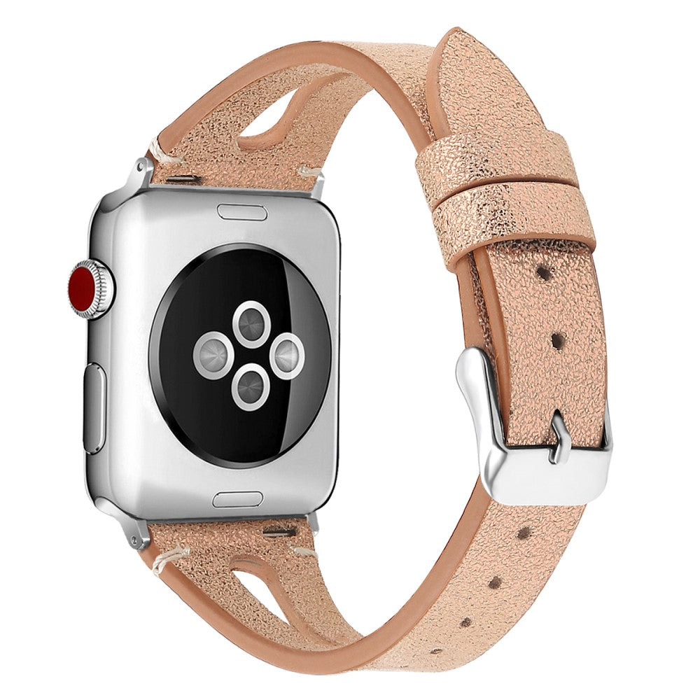Helt vildt godt Apple Watch Series 7 45mm Ægte læder Rem - Pink#serie_11