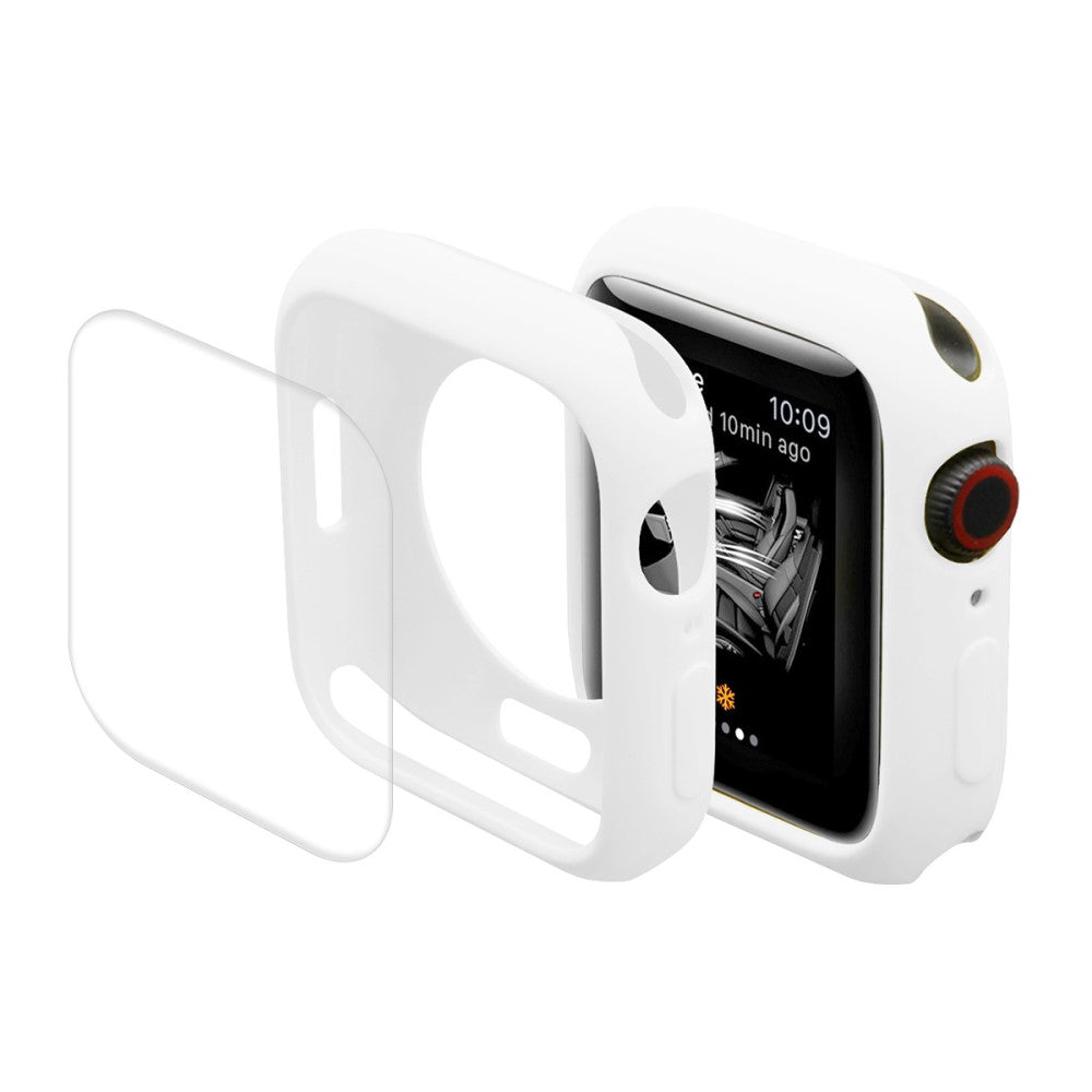 Super Godt Apple Watch Series 7 45mm Cover med Skærmbeskytter i Silikone - Hvid#serie_2