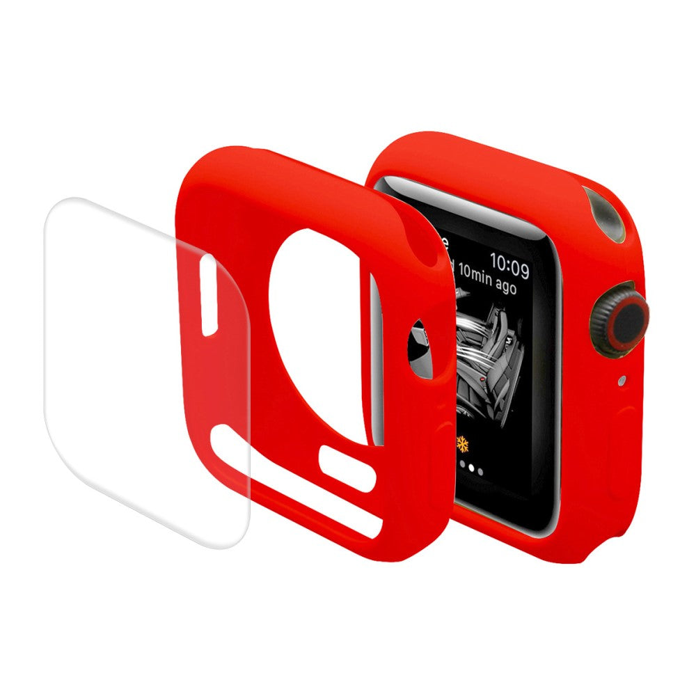 Super Godt Apple Watch Series 7 45mm Cover med Skærmbeskytter i Silikone - Rød#serie_3