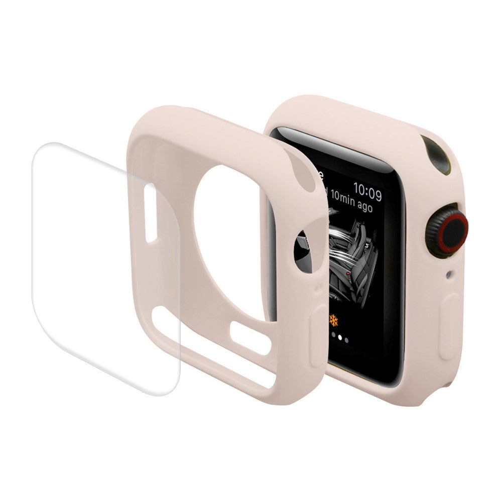 Super Godt Apple Watch Series 7 45mm Cover med Skærmbeskytter i Silikone - Pink#serie_4