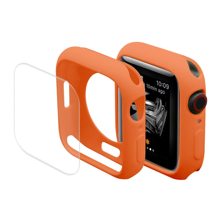 Super Godt Apple Watch Series 7 45mm Cover med Skærmbeskytter i Silikone - Orange#serie_5
