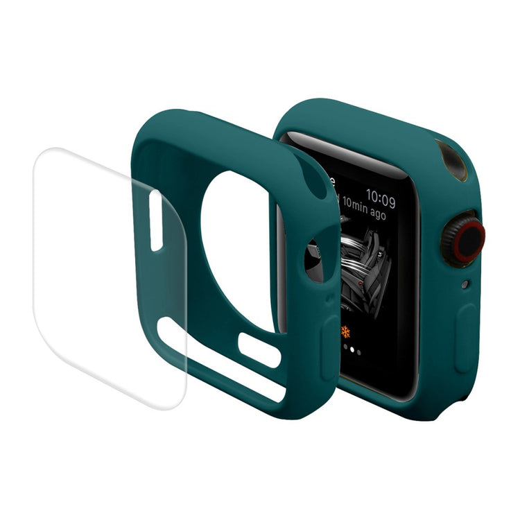 Super Godt Apple Watch Series 7 45mm Cover med Skærmbeskytter i Silikone - Grøn#serie_7