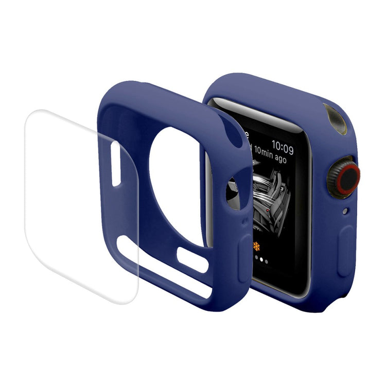 Super Godt Apple Watch Series 7 45mm Cover med Skærmbeskytter i Silikone - Blå#serie_9