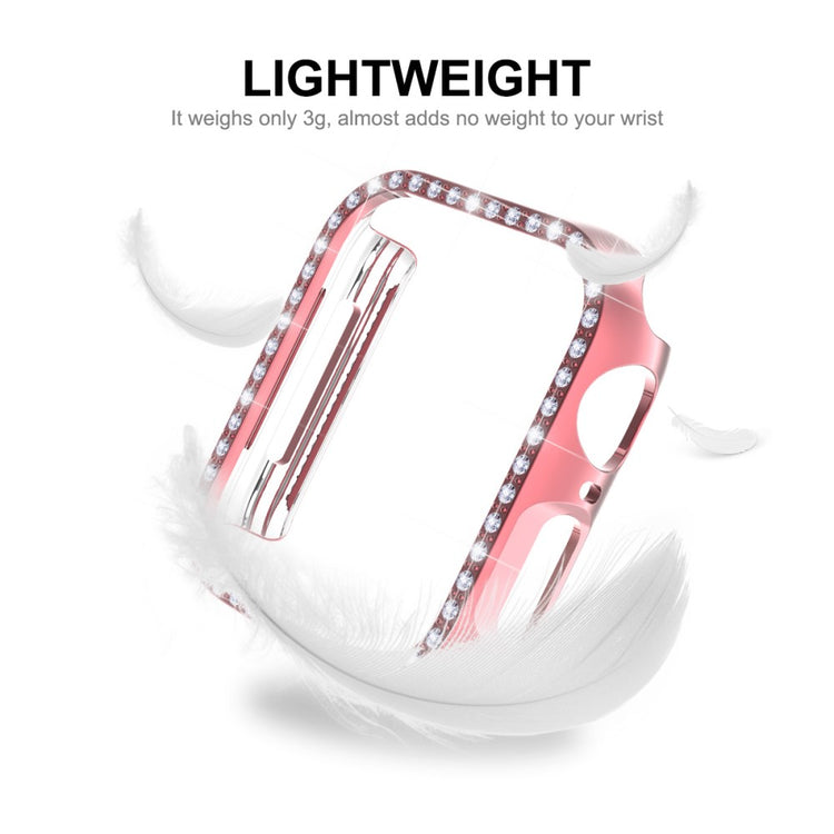 Fed Apple Watch Series 7 45mm Cover med Skærmbeskytter i Plastik og Rhinsten - Pink#serie_1