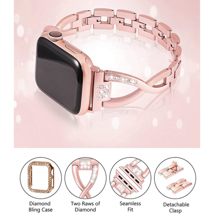 Apple Watch Series 7 45mm Metal Rem med Cover - Pink#serie_1