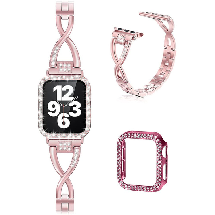 Apple Watch Series 7 45mm Metal Rem med Cover - Pink#serie_2