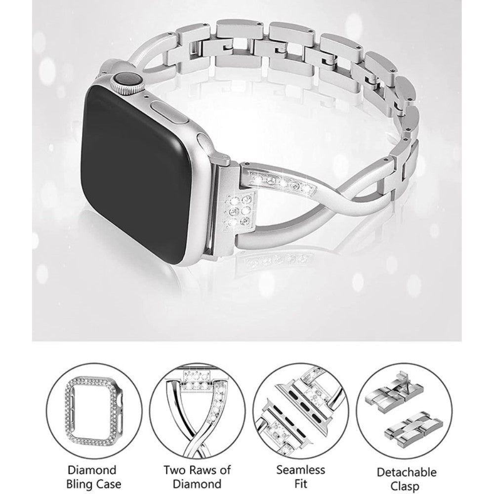 Apple Watch Series 7 45mm Metal Rem med Cover - Sølv#serie_3
