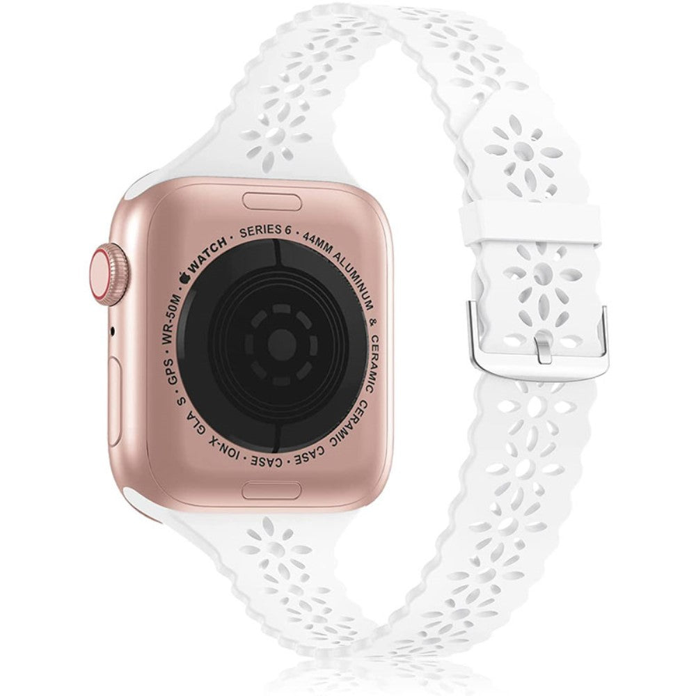 Rigtigt hårdfør Apple Watch Series 7 45mm Silikone Rem - Hvid#serie_12