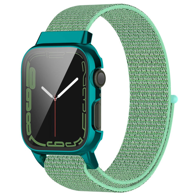 Meget holdbart Apple Watch Series 7 45mm Nylon og Glas Rem - Grøn#serie_2
