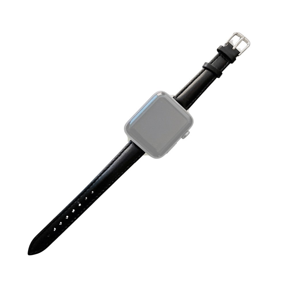 Helt vildt hårdfør Apple Watch Series 7 45mm Ægte læder Rem - Sort#serie_1