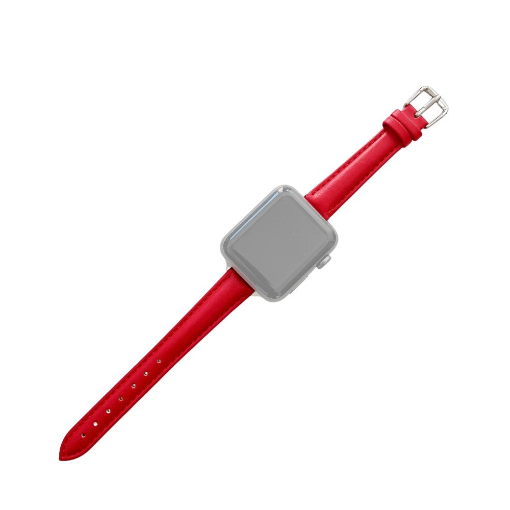Helt vildt hårdfør Apple Watch Series 7 45mm Ægte læder Rem - Rød#serie_3