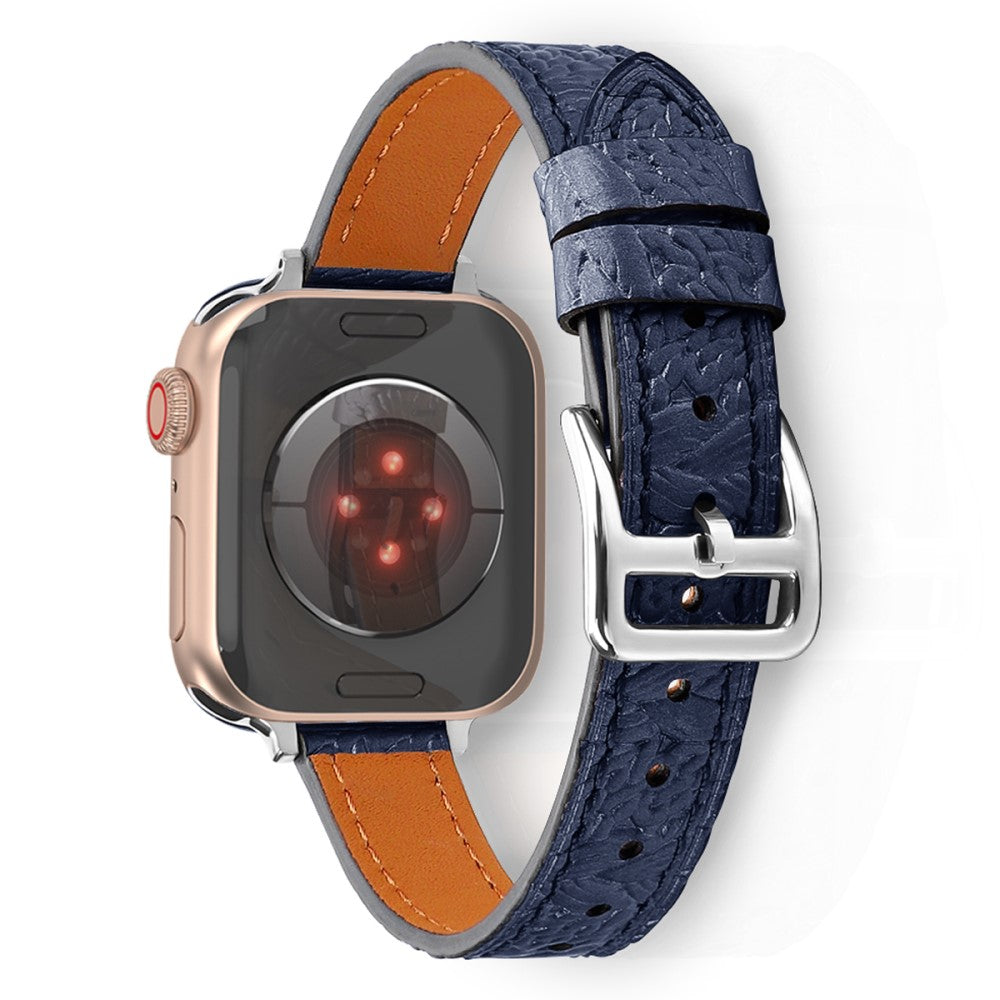 Helt vildt cool Apple Watch Series 7 45mm Ægte læder Rem - Blå#serie_2