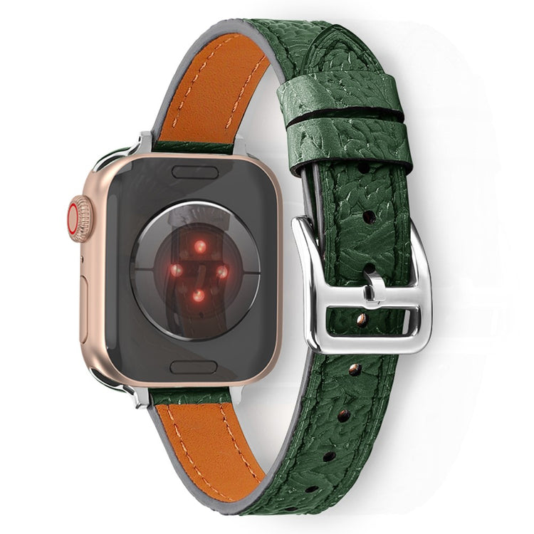 Helt vildt cool Apple Watch Series 7 45mm Ægte læder Rem - Grøn#serie_3