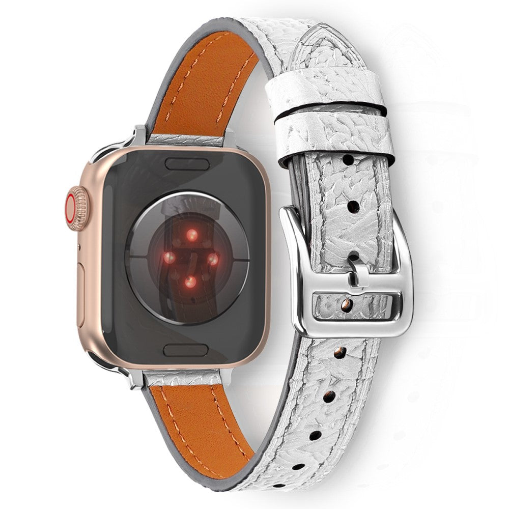Helt vildt cool Apple Watch Series 7 45mm Ægte læder Rem - Sølv#serie_4