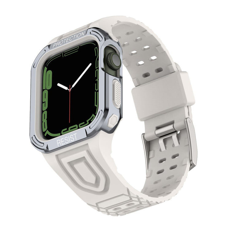 Apple Watch Series 7 45mm Plastik Rem med Etui - Sølv#serie_12