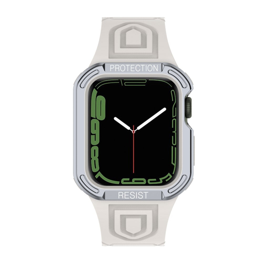 Apple Watch Series 7 45mm Plastik Rem med Etui - Sølv#serie_12
