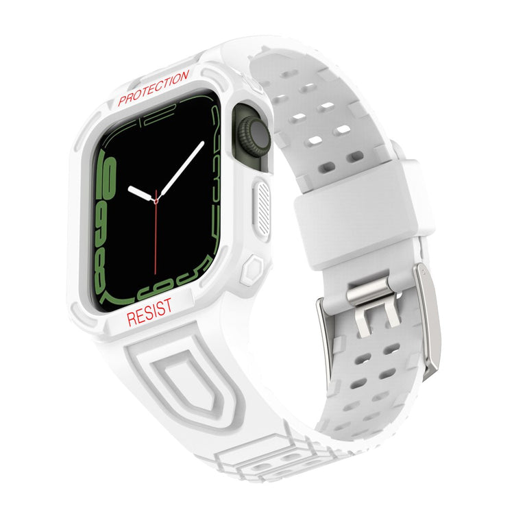 Apple Watch Series 7 45mm Plastik Rem med Etui - Hvid#serie_14