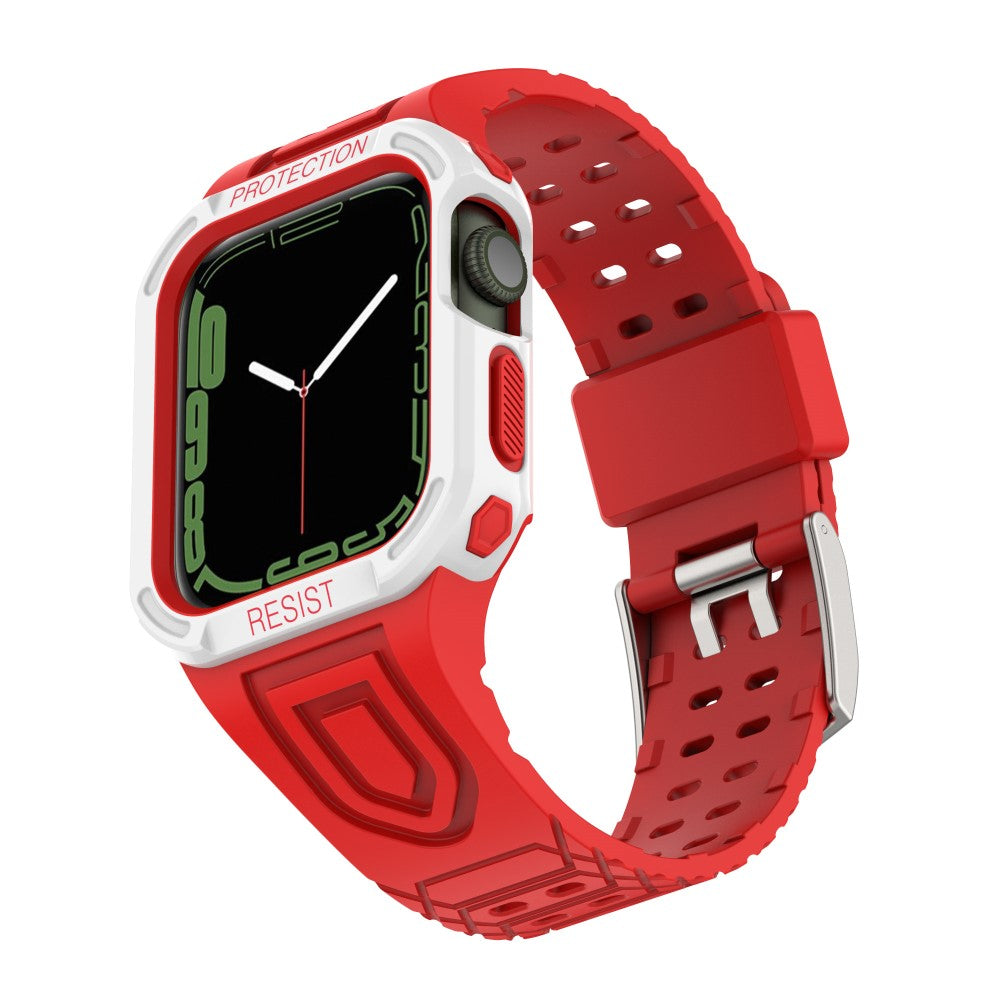 Apple Watch Series 7 45mm Plastik Rem med Etui - Rød#serie_2