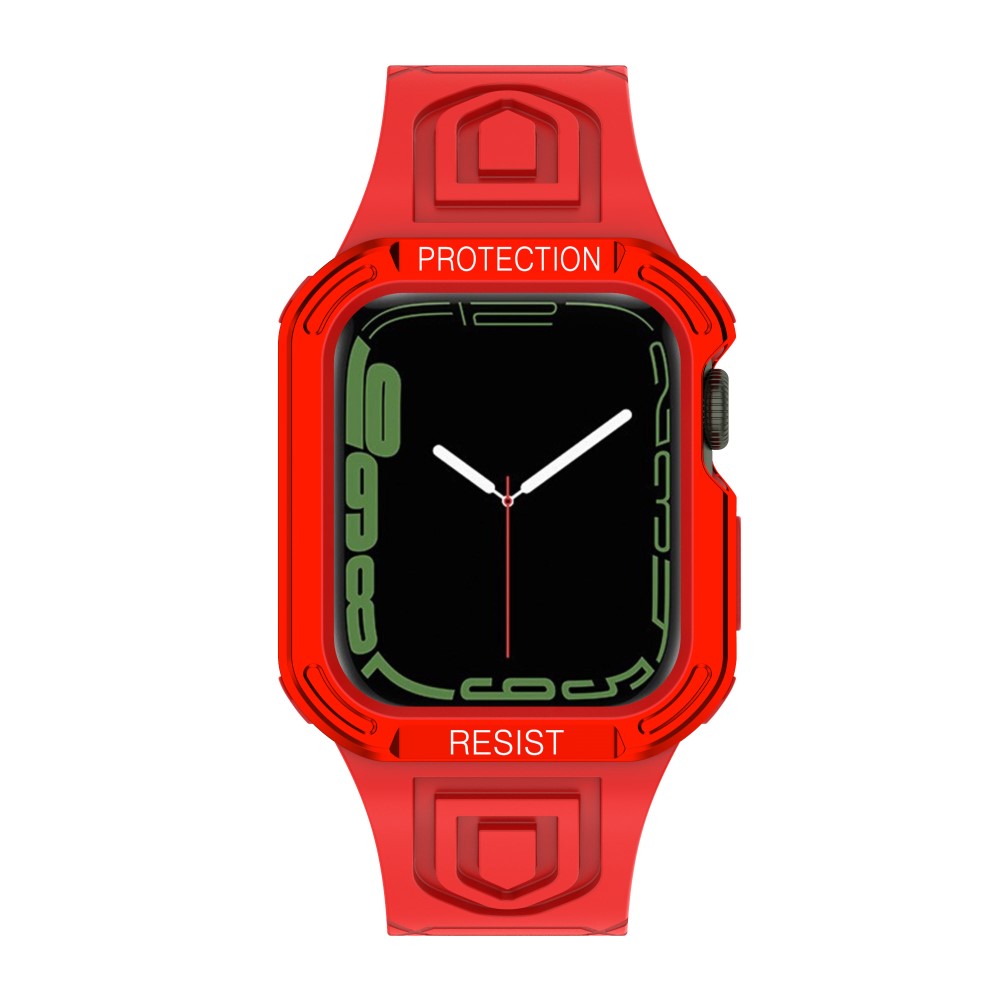 Apple Watch Series 7 45mm Plastik Rem med Etui - Rød#serie_3