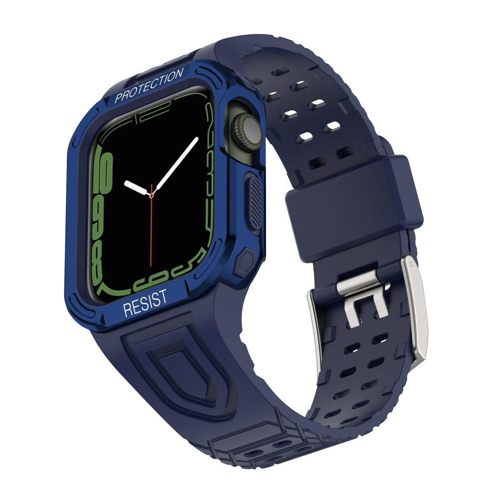 Apple Watch Series 7 45mm Plastik Rem med Etui - Blå#serie_5