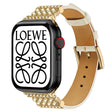 Bra Apple Watch Series 7 45mm Äkta läder och Strass Armband