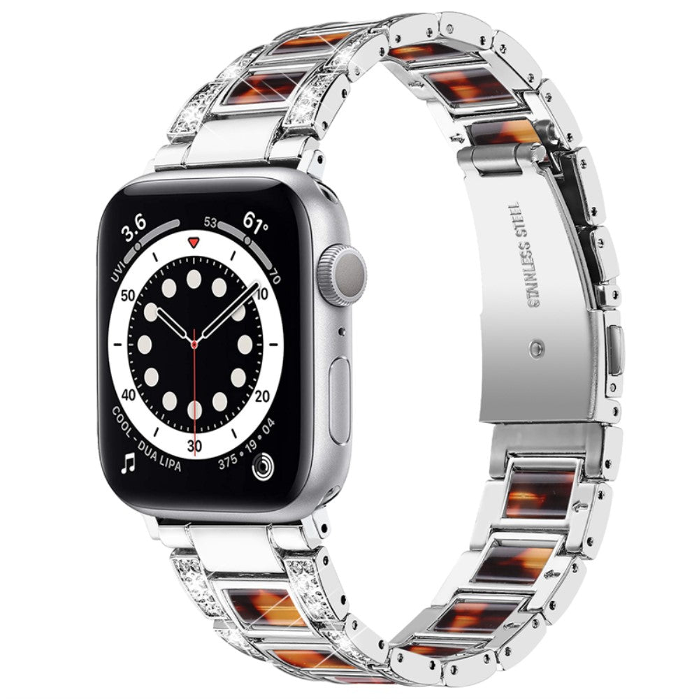 Slidstærk Apple Watch Series 7 45mm Metal og Rhinsten Rem - Flerfarvet#serie_2