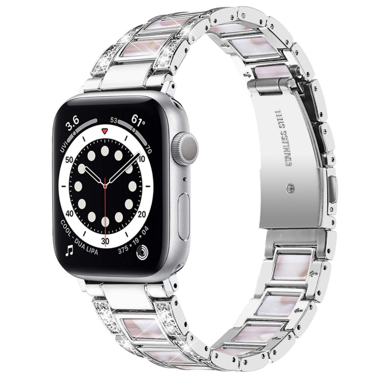 Slidstærk Apple Watch Series 7 45mm Metal og Rhinsten Rem - Flerfarvet#serie_4