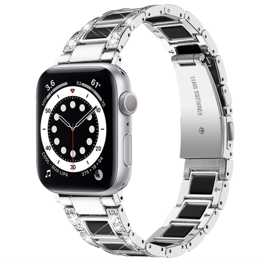 Slidstærk Apple Watch Series 7 45mm Metal og Rhinsten Rem - Flerfarvet#serie_5