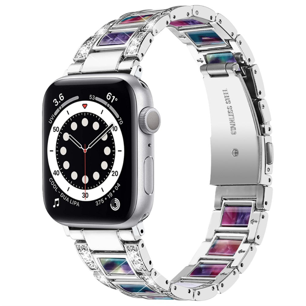 Slidstærk Apple Watch Series 7 45mm Metal og Rhinsten Rem - Flerfarvet#serie_9