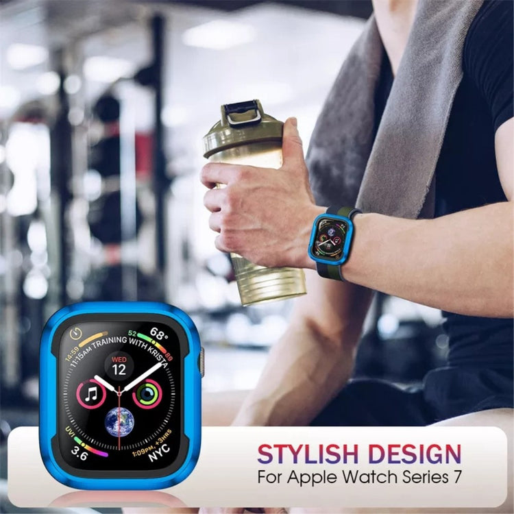 Apple Watch Series 7 45mm  Metal og Silikone Bumper  - Blå#serie_1