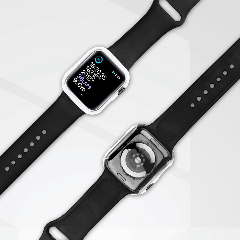 Apple Watch Ultra Plastik Cover med Cover og Hærdet Glas - Hvid#serie_3