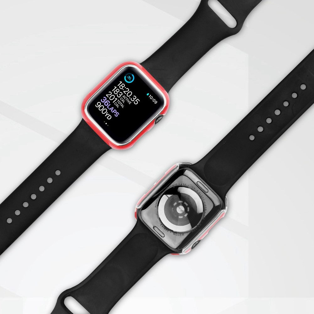 Apple Watch Ultra Plastik Cover med Cover og Hærdet Glas - Rød#serie_8