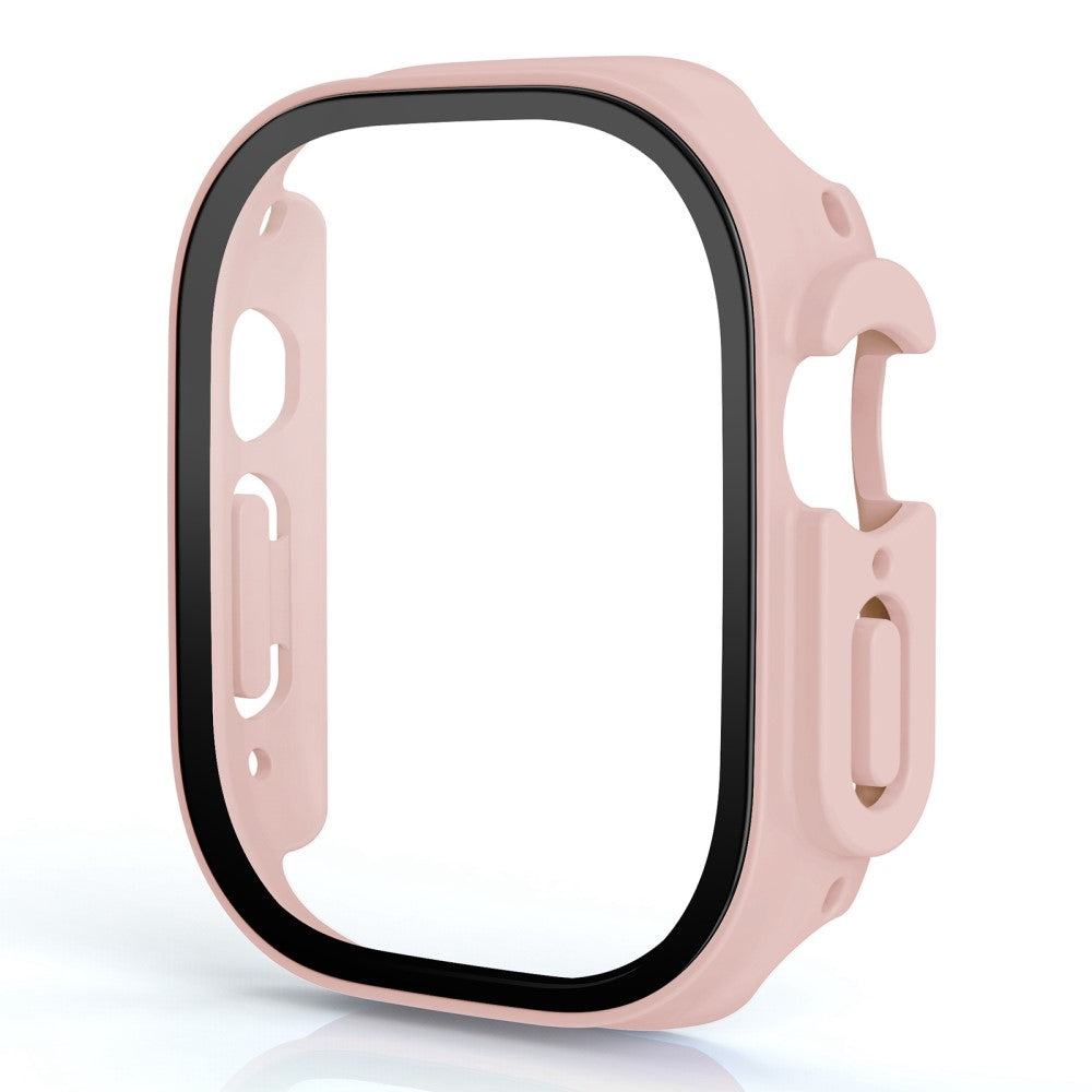 Beskyttende Apple Watch Ultra Cover med Skærmbeskytter i Plastik og Hærdet Glas - Pink#serie_7