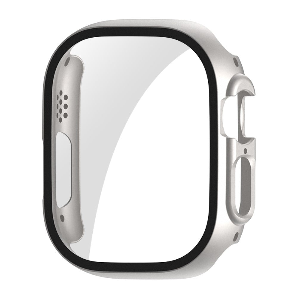 Mega Fed Apple Watch Ultra Cover med Skærmbeskytter i Plastik og Hærdet Glas - Sølv#serie_1