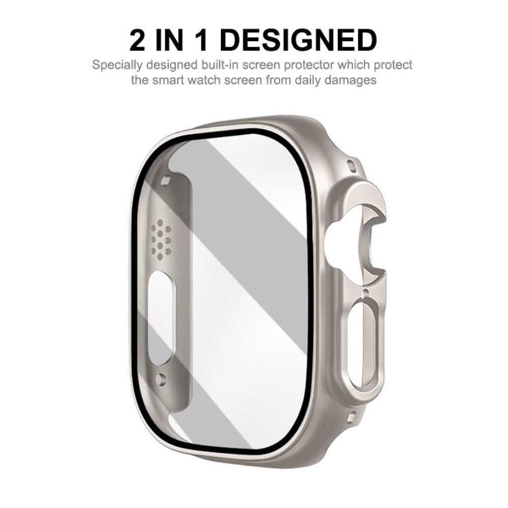 Mega Fed Apple Watch Ultra Cover med Skærmbeskytter i Plastik og Hærdet Glas - Hvid#serie_2