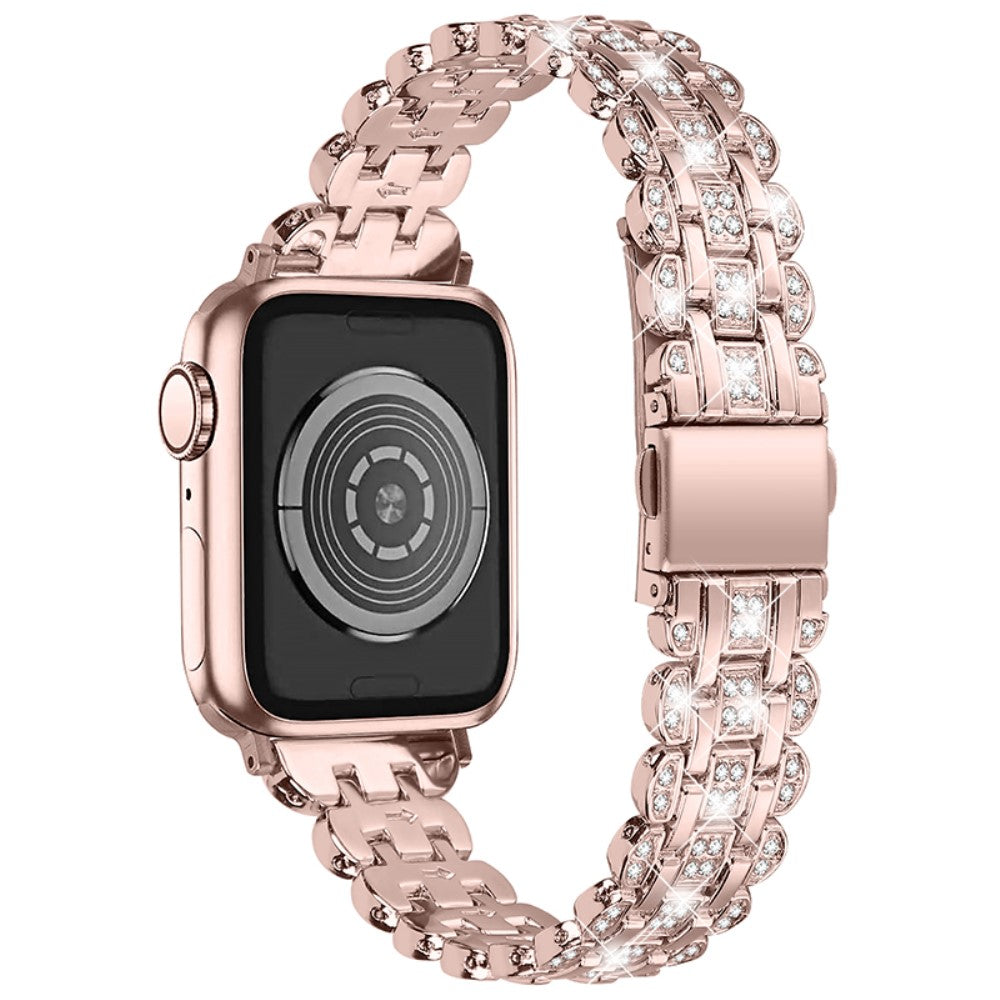 Mega fed Apple Watch Series 7 41mm Metal og  Rhinsten Urrem - Pink#serie_1