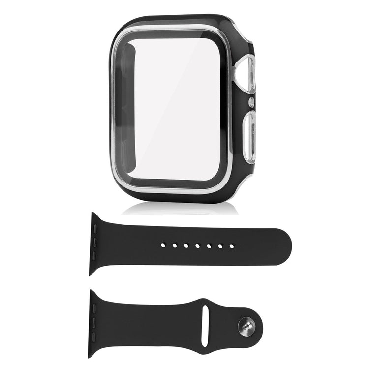 Apple Watch Series 8 (41mm) / Apple Watch Series 7 41mm Plastik Cover med Cover og Hærdet Glas - Sort#serie_1