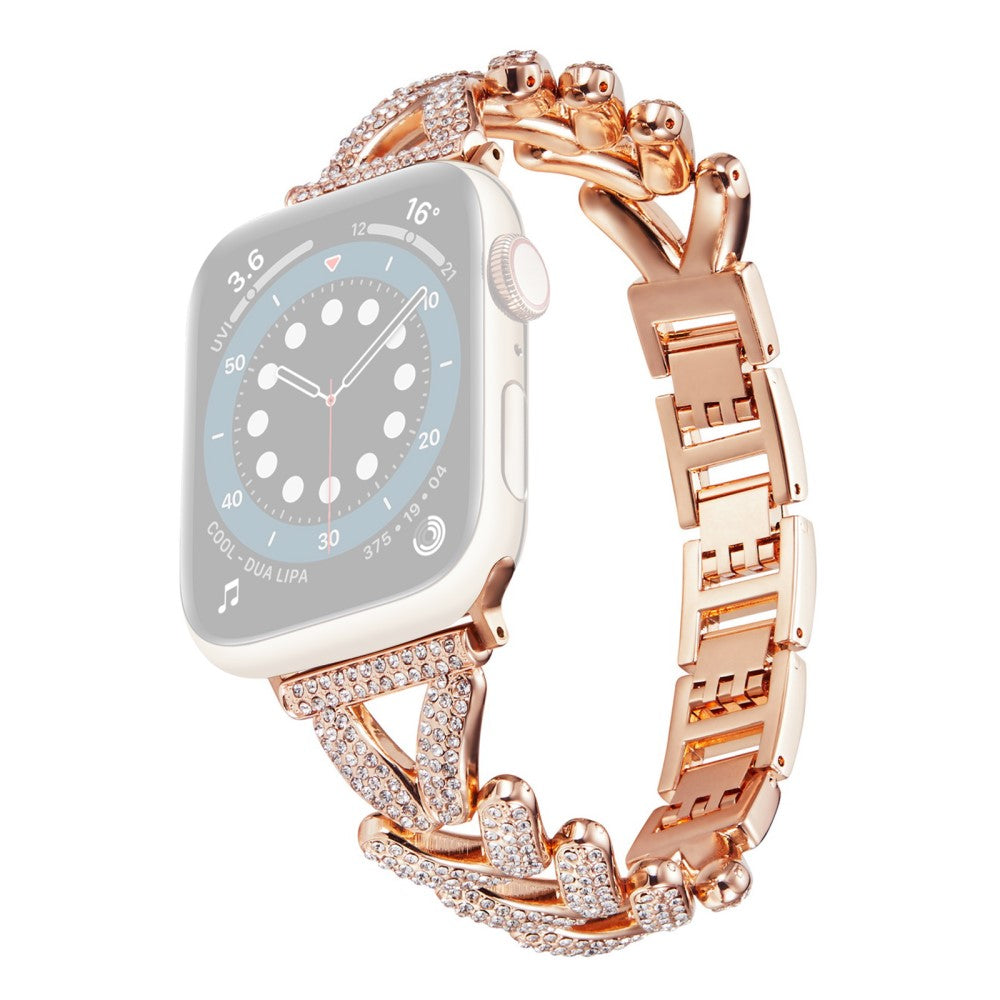Vildt Fed Metal Og Rhinsten Universal Rem passer til Apple Smartwatch - Pink#serie_5