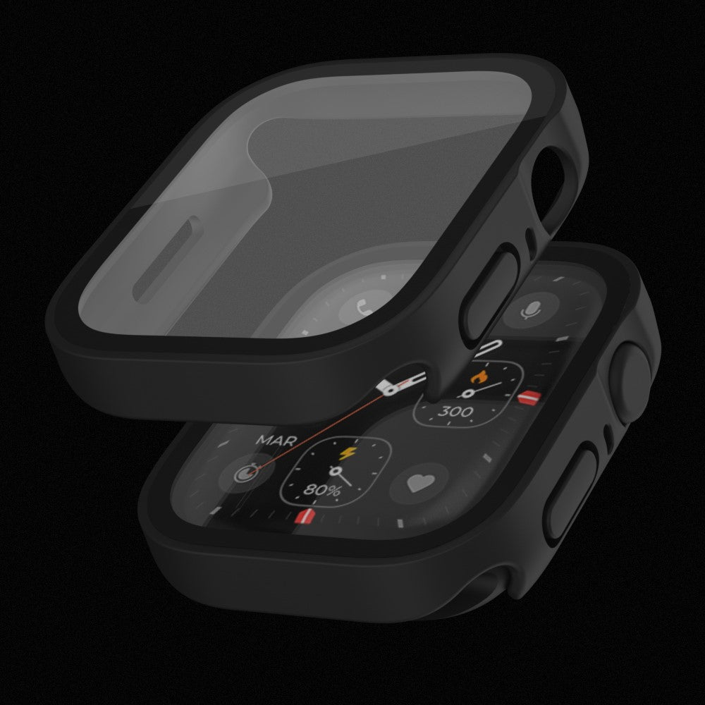 Mega Fed Apple Watch Series 8 (45mm) / Apple Watch Series 7 45mm Cover med Skærmbeskytter i Plastik og Hærdet Glas - Sort#serie_1