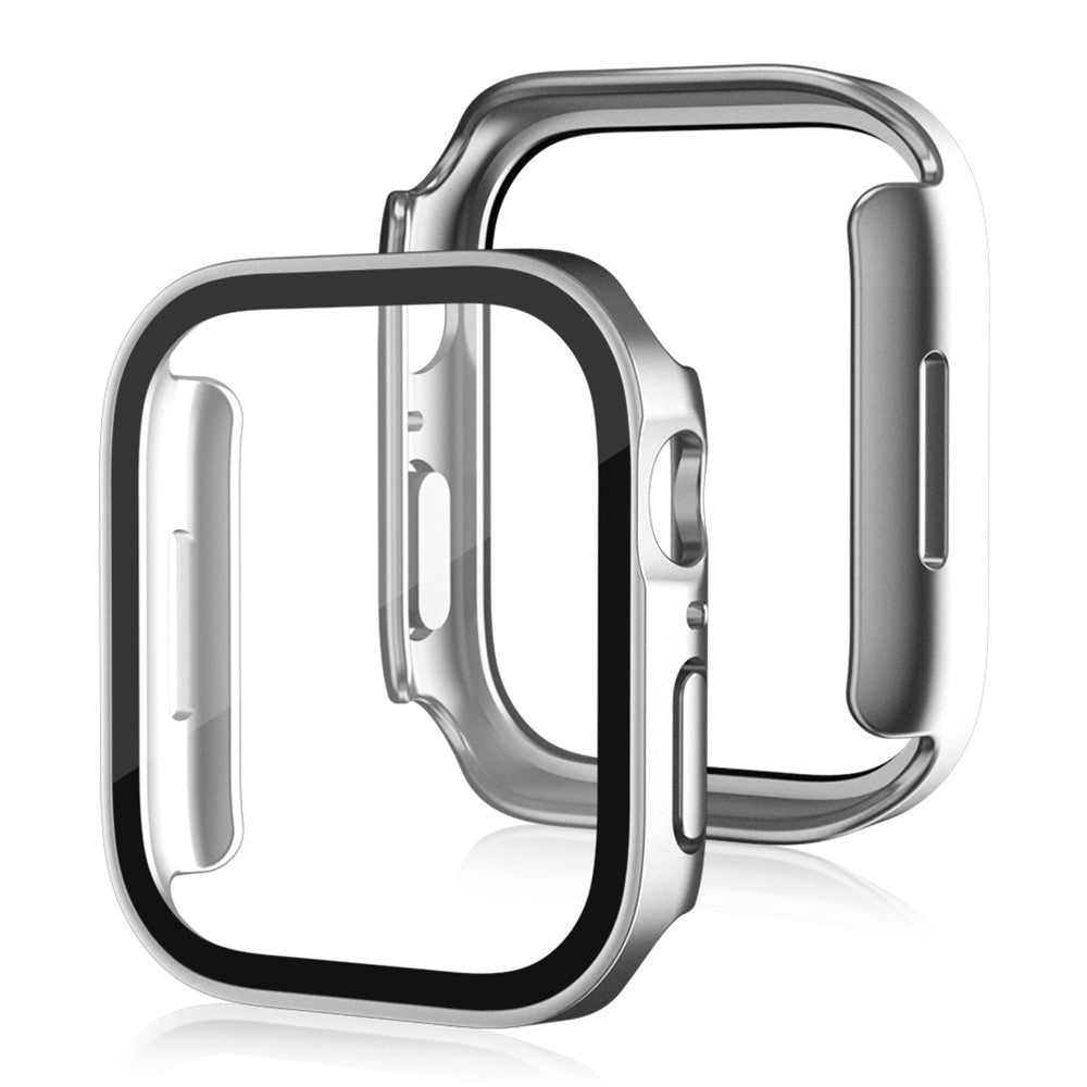 Mega Fed Apple Watch Series 8 (45mm) / Apple Watch Series 7 45mm Cover med Skærmbeskytter i Plastik og Hærdet Glas - Sølv#serie_10