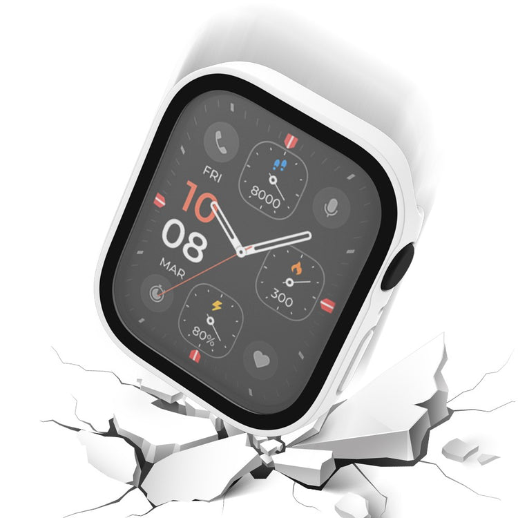 Mega Fed Apple Watch Series 8 (45mm) / Apple Watch Series 7 45mm Cover med Skærmbeskytter i Plastik og Hærdet Glas - Hvid#serie_2